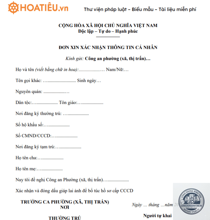 giấy xác nhận quê quán - Hình 1