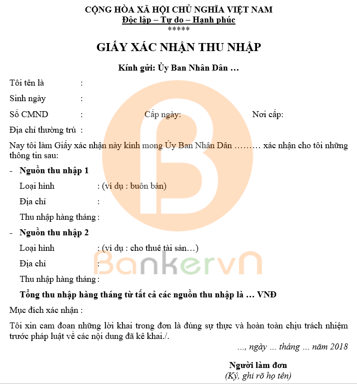 giấy xác nhận thu nhập cá nhân - Hình 2