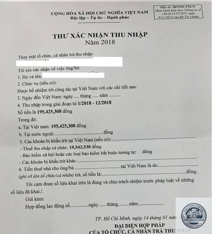 giấy xác nhận thu nhập cá nhân - Hình 4
