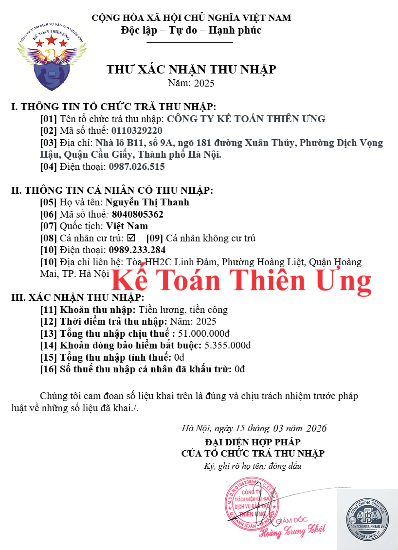 giấy x&aacute;c nhận thu nhập - H&igrave;nh 1
