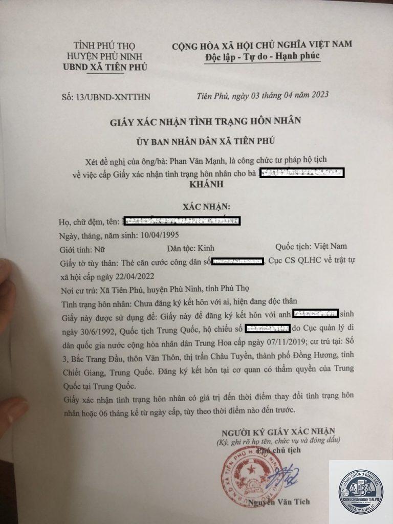 giấy xác nhận tình trạng hôn nhân có thời hạn bao lâu