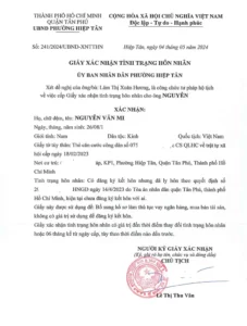 giấy xác nhận tình trạng hôn nhân online