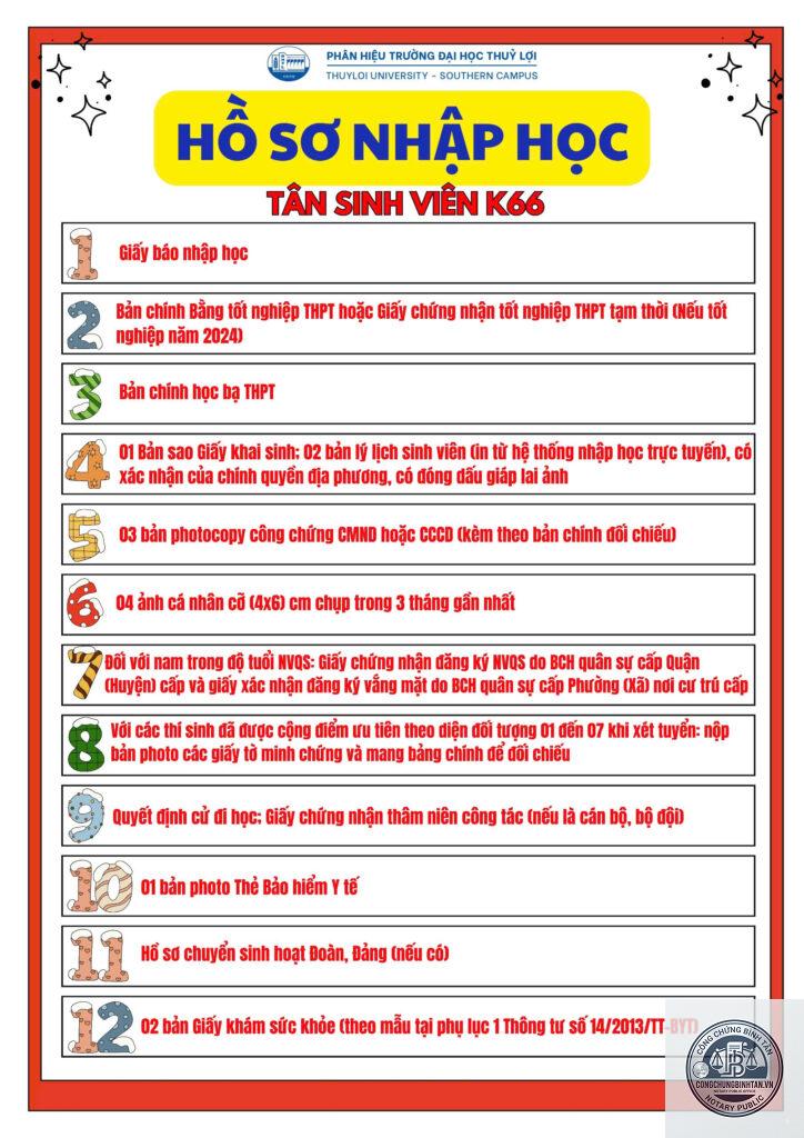 hồ sơ nhập học gồm những giấy tờ gì