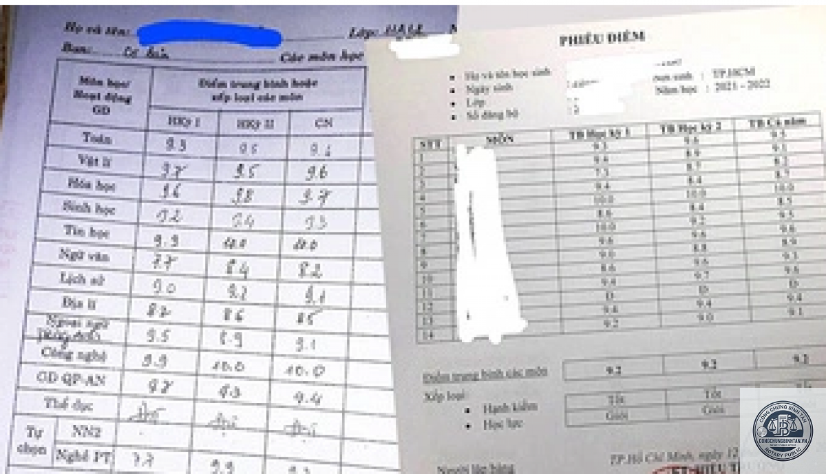 học bạ - H&igrave;nh 4