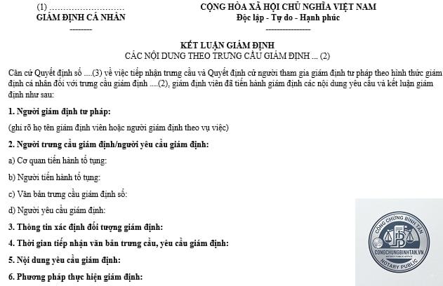kết luận giám định là gì