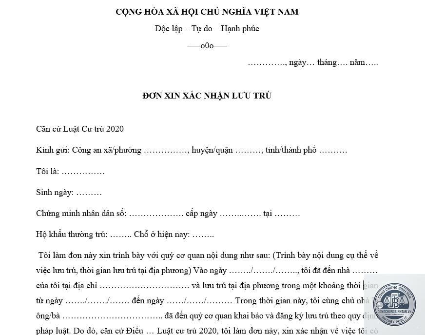 khai báo lưu trú