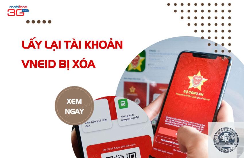 khôi phục tài khoản VNeID