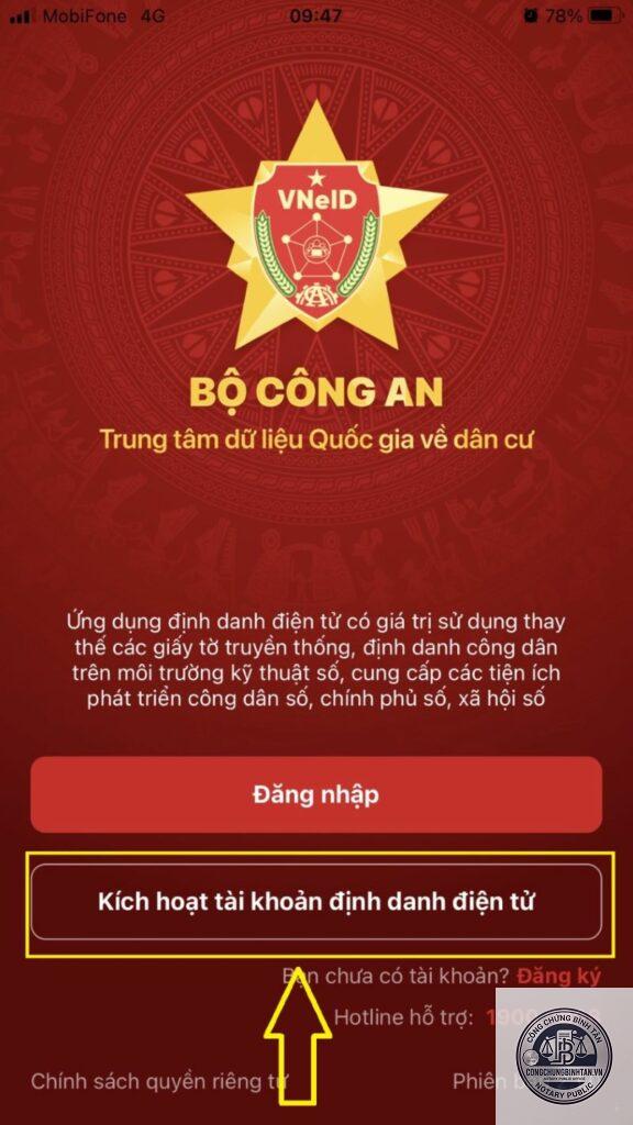 kích hoạt VNeID