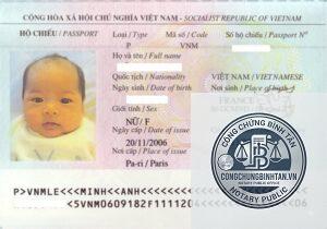 làm hộ chiếu cho trẻ sơ sinh