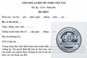 mẫu di chúc có người làm chứng