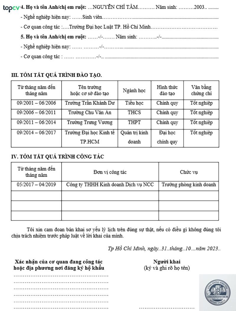 mẫu sơ yếu lý lịch - Hình 3