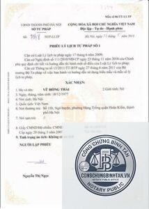 phiếu lý lịch tư pháp đi du học