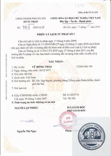 phiếu lý lịch tư pháp đi du học