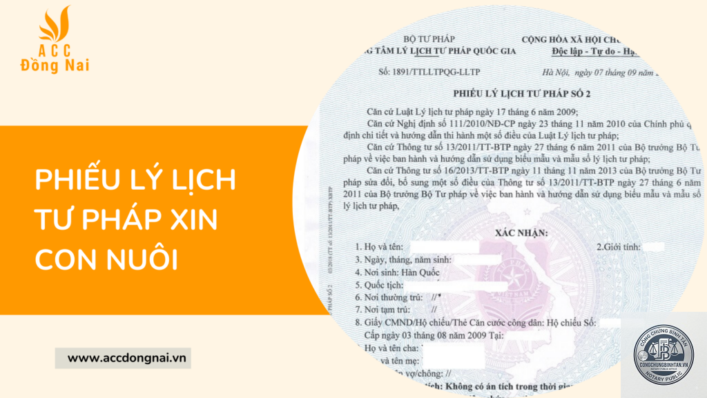 phiếu lý lịch tư pháp nhận con nuôi