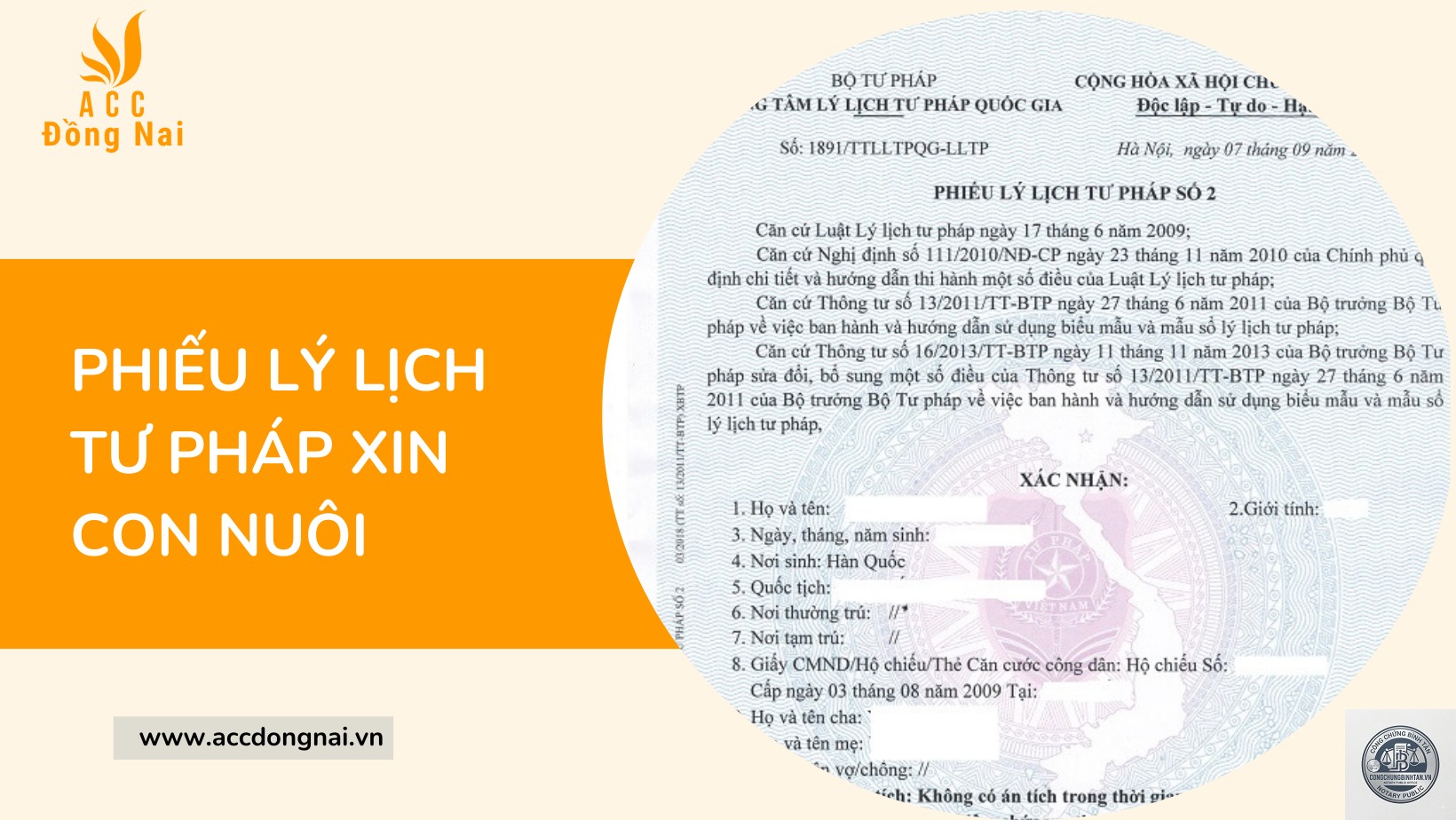 phiếu l&yacute; lịch tư ph&aacute;p nhận con nu&ocirc;i - H&igrave;nh 1