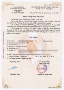 phiếu lý lịch tư pháp số 1