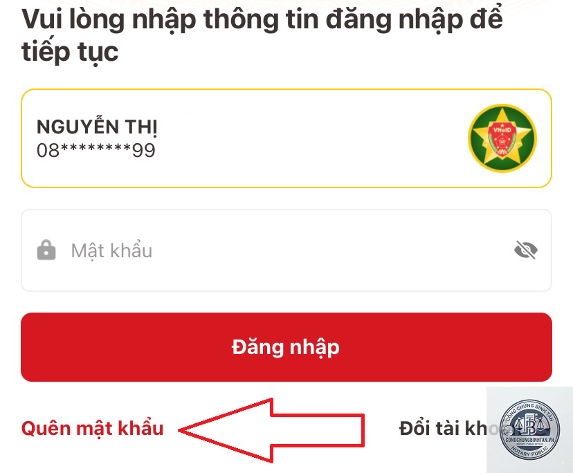 qu&ecirc;n mật khẩu VNeID - H&igrave;nh 2