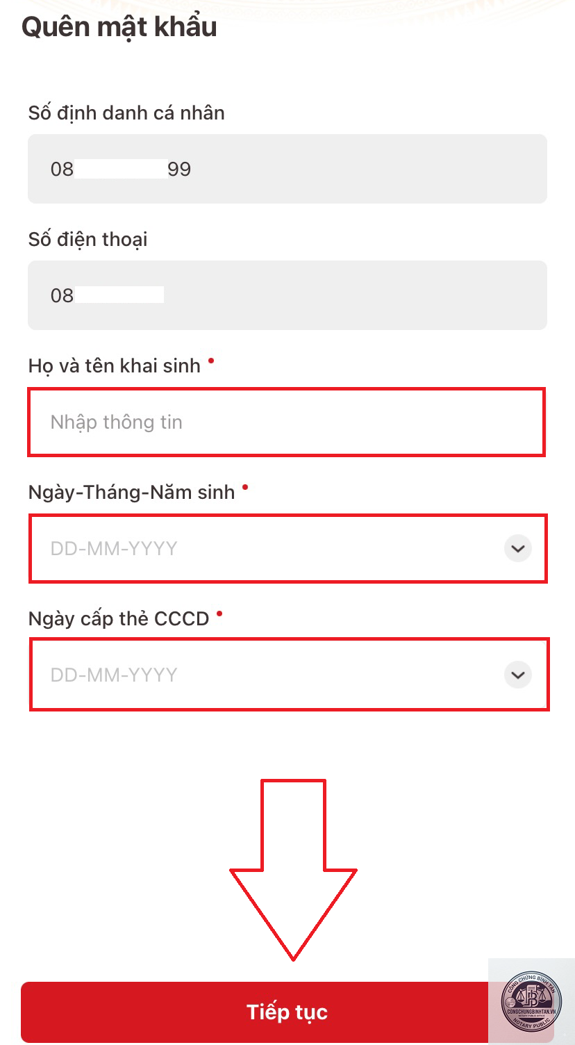 qu&ecirc;n mật khẩu VNeID - H&igrave;nh 4