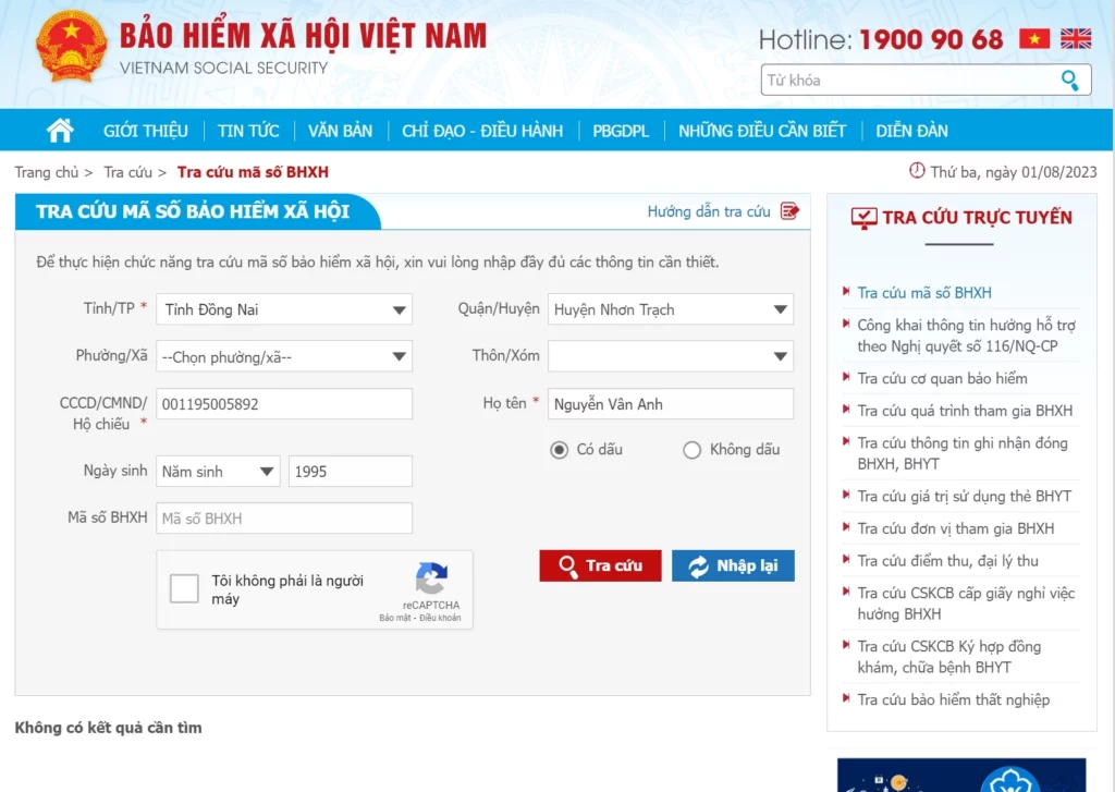 tra cứu bảo hiểm xã hội