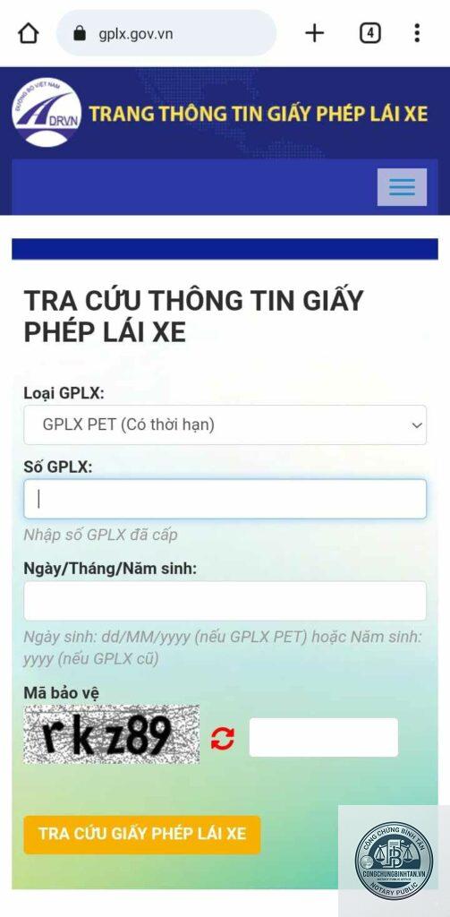 tra cứu giấy phép lái xe