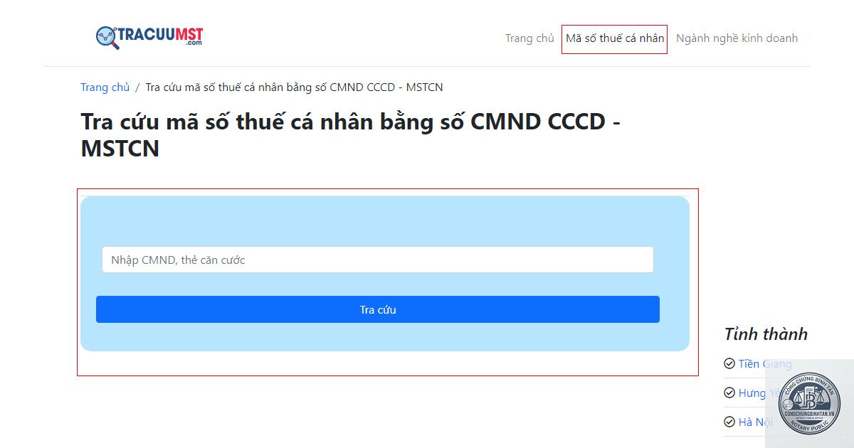 tra cứu m&atilde; số thuế bằng căn cước - H&igrave;nh 4