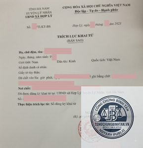 trích lục khai tử