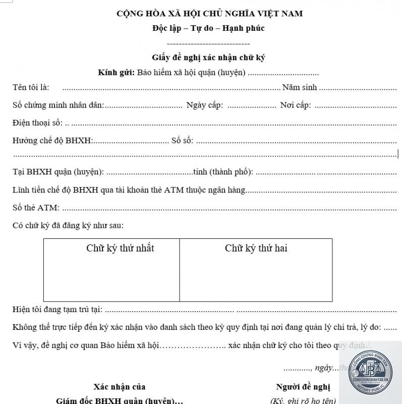 xác nhận chữ ký