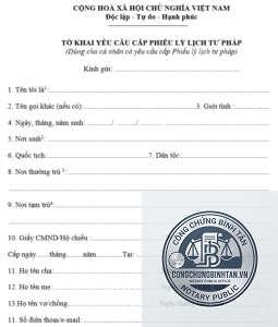 xin phiếu lý lịch tư pháp