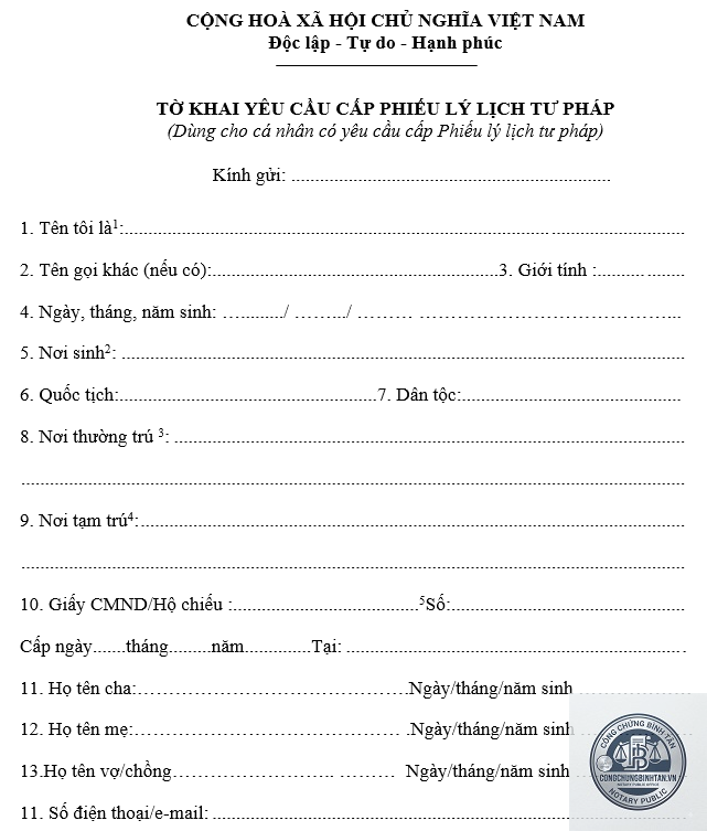 xin phiếu lý lịch tư pháp