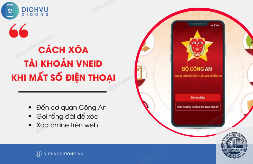 xóa tài khoản VNeID