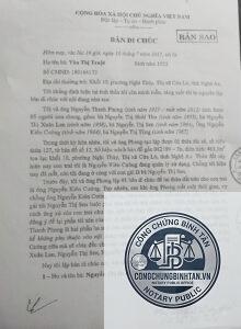 bản sao di chúc có được chia thừa kế không