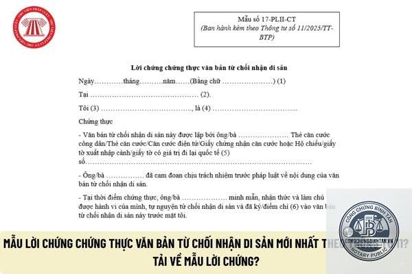 chứng thực văn bản từ chối nhận di sản