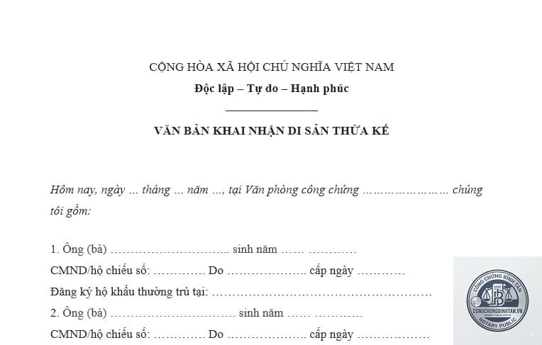 c&ocirc;ng chứng khai nhận tiền thừa kế - Image 2