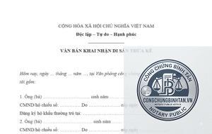 công chứng khai nhận xe thừa kế