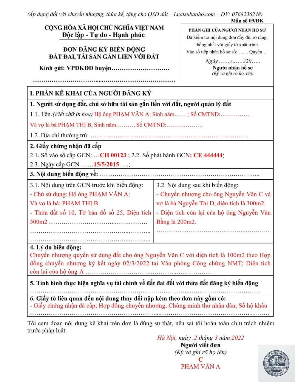 đăng k&yacute; biến động quyền sử dụng đất theo di ch&uacute;c - Image 1