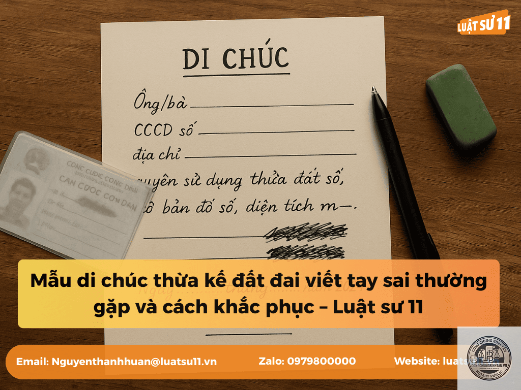 di chúc ghi sai địa chỉ người thừa kế