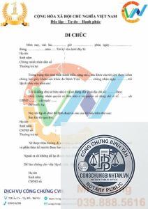 di chúc yêu cầu giữ lại tài sản