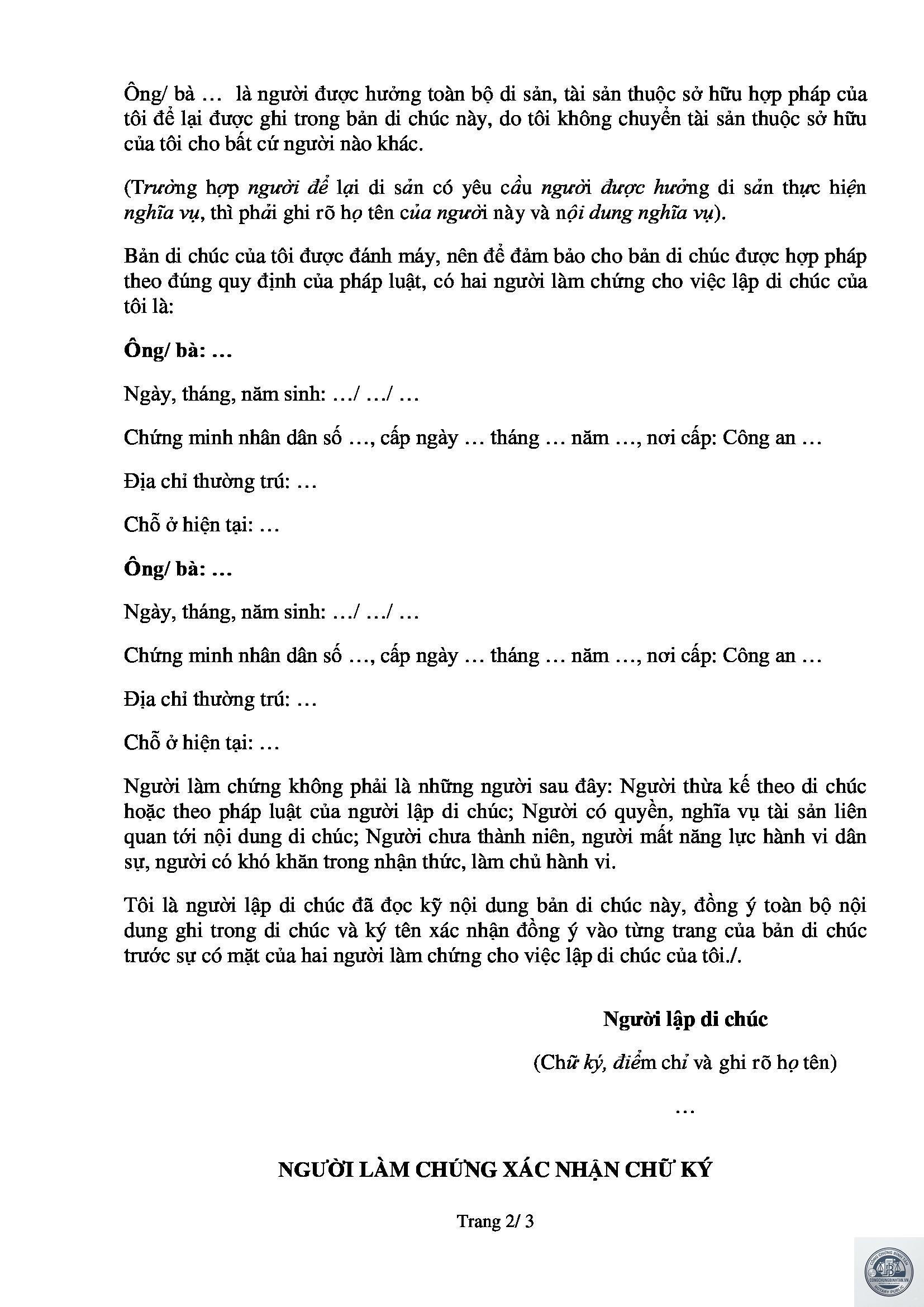 di chúc yêu cầu thực hiện nghĩa vụ - Image 1