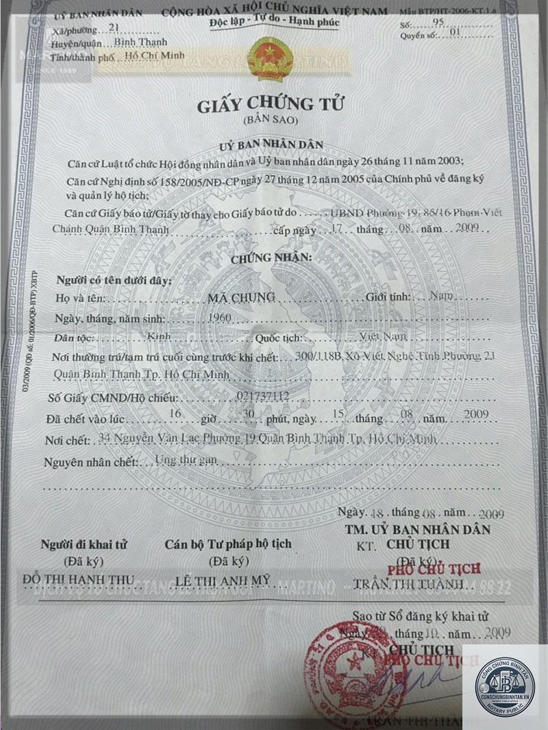 giấy chứng tử khi khai nhận di sản - Image 3