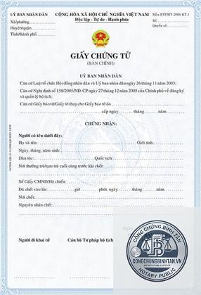 giấy chứng tử khi khai nhận di sản