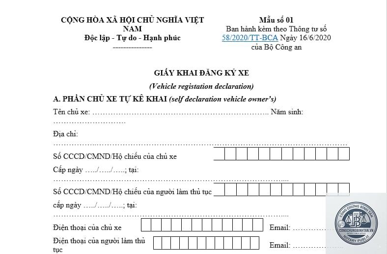 giấy đăng k&yacute; xe khi khai nhận di sản - Image 5