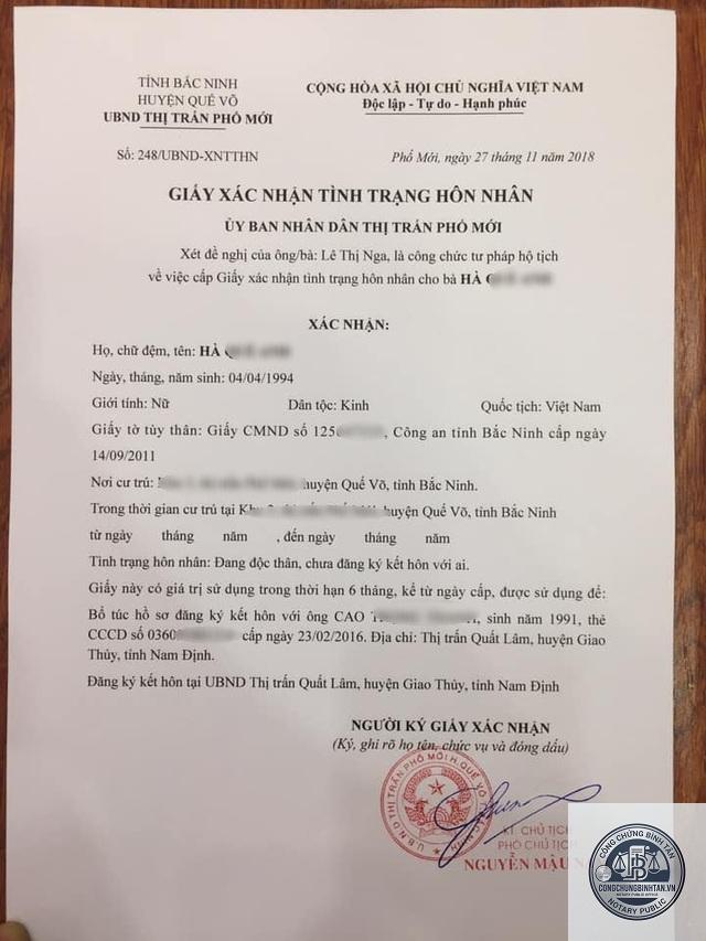 giấy x&aacute;c nhận t&igrave;nh trạng h&ocirc;n nh&acirc;n khi lập di ch&uacute;c - Image 2