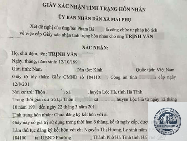 giấy x&aacute;c nhận t&igrave;nh trạng h&ocirc;n nh&acirc;n khi lập di ch&uacute;c - Image 4