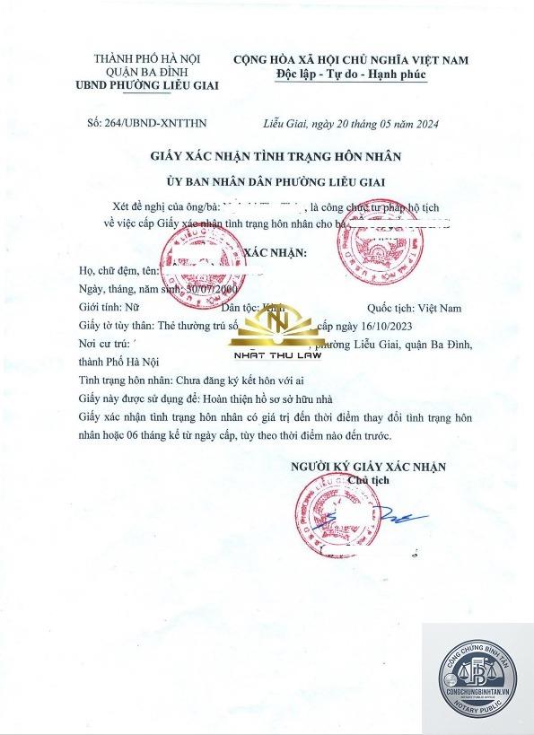giấy x&aacute;c nhận t&igrave;nh trạng h&ocirc;n nh&acirc;n khi lập di ch&uacute;c - Image 5