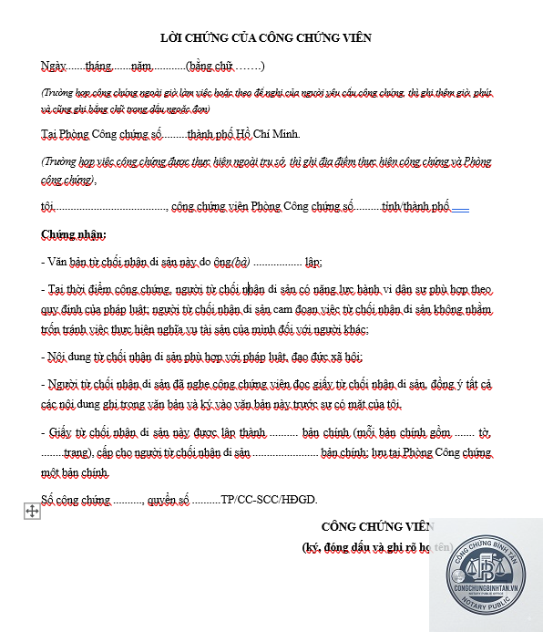 mẫu văn bản từ chối nhận di sản - Image 3