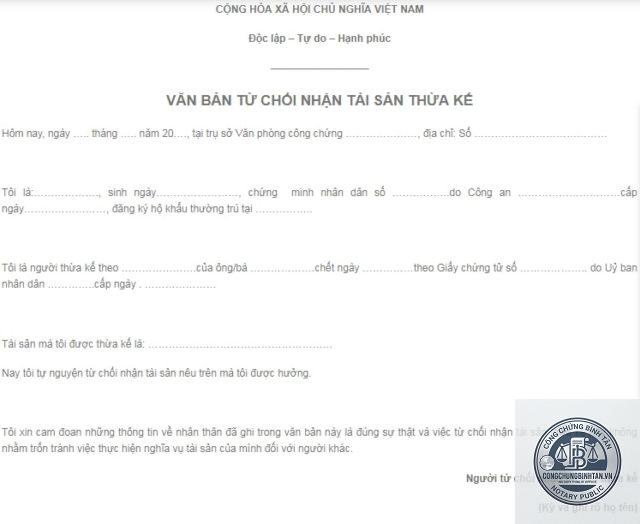 mẫu văn bản từ chối nhận di sản - Image 5