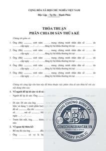 thỏa thuận chia nhà thừa kế