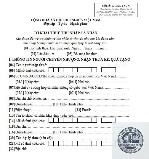 thủ tục khai thuế khi nhận thừa kế