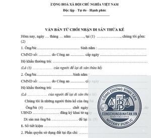 từ chối nhận xe theo di chúc